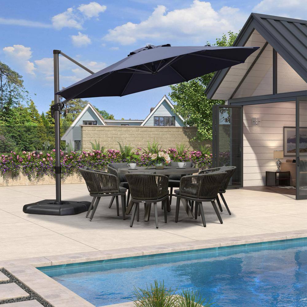 PURPLE LEAF 11 ft. Octagon Aluminum Outdoor Patio Cantilever Umbrella