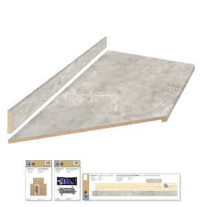 8 ft. Left Miter Laminate Countertop Kit Included in Textured Gray Onyx with Eased Edge and Backsplash
