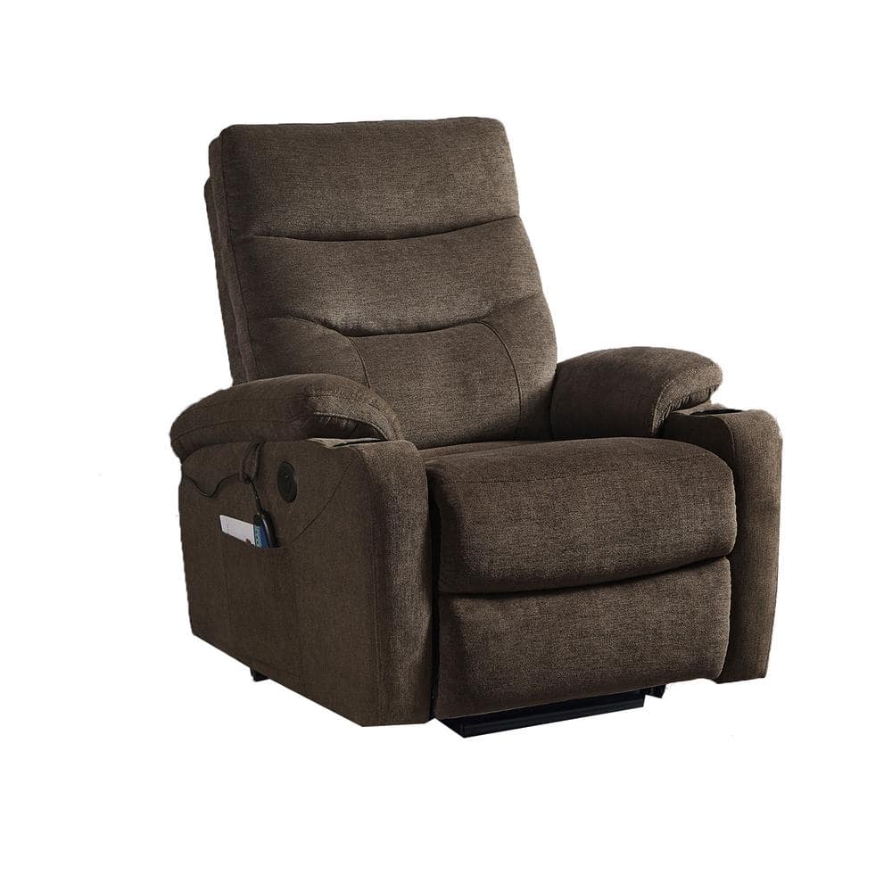 Dark brown Electric Lift Recliner Sofa with 2-Side Pockets and Cup Holders 