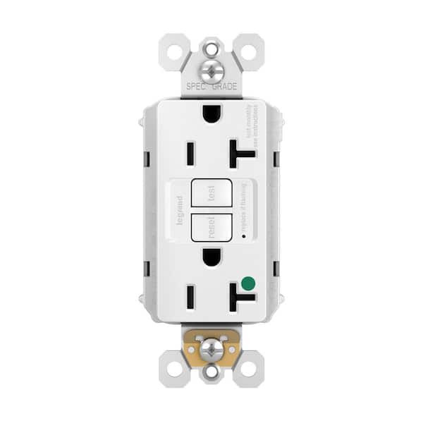 PlugTail 20 Amp Tamper Resistant GFCI Hospital Grade Duplex Outlet White