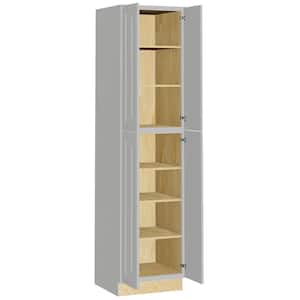 Grayson Pearl Gray Painted Plywood Shaker Assembled Bath Cabinet Soft Close 24 in W x 21 in D x 84 in H