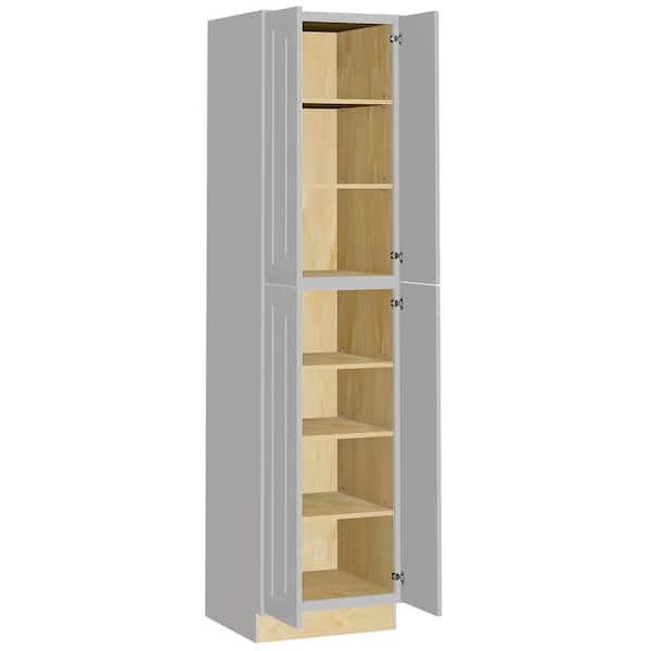 Home Decorators Collection Grayson 24 in. W x 21 in. D x 84 in. H Assembled Plywood Vanity Linen Bath Cabinet in Pearl Gray with Soft Close