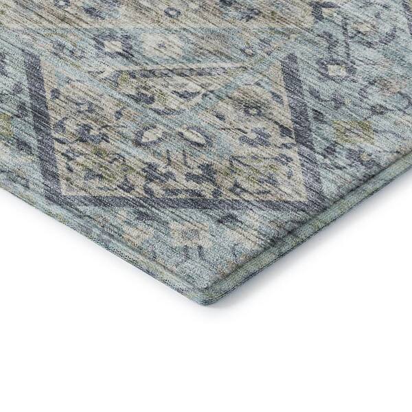 Mayfield Premium Machine Washable Abstract AMF2195 Sky 2 ft. x 7 ft. Runner Rug
