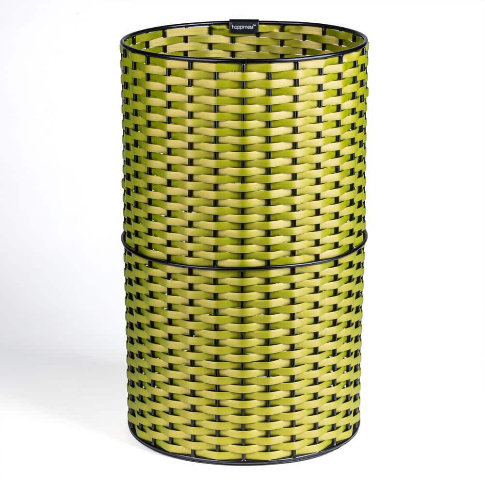 Cecil Modern 4.13 Gal. Faux Wicker Cylinder Waste Basket, Pear Green/Black price history on PriceWatchPro
