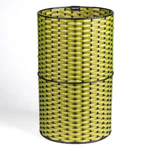 Cecil Modern 4.13 Gal. Faux Wicker Cylinder Waste Basket, Pear Green/Black