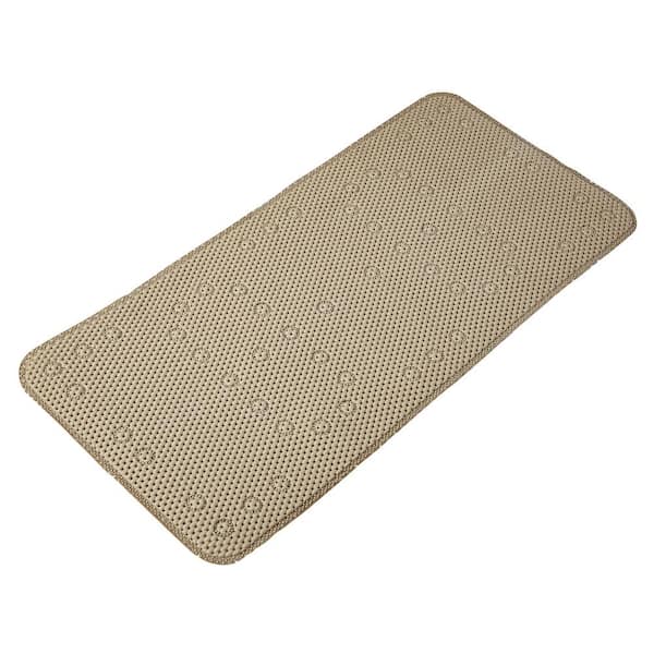 RAY STAR 17 in. x 36 in. Brown PVC Foam Bathtub Mat Non-Slip Shower and Bath Mats with Drain Holes, Suction Cups