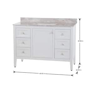 Darcy 49 in. W x 22 in. D x 39 in. H Single Sink Freestanding Bath Vanity in White with Winter Mist Cultured Marble Top