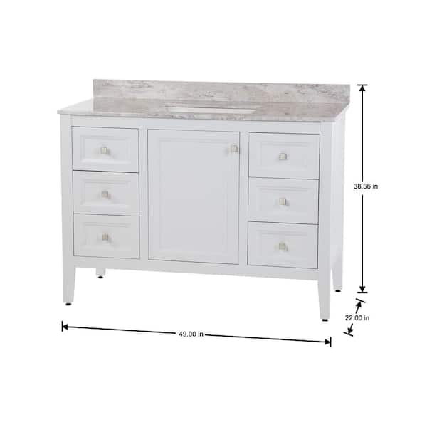 Darcy 49 in. Single Sink White Bath Vanity with Winter Mist Cultured Marble Top (Assembled)