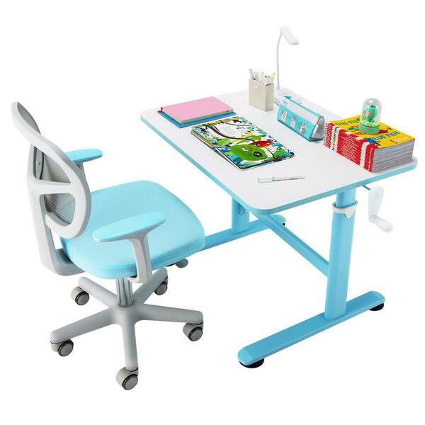 Gorilla Gadgets Liraly Kids Study Desk and Chair Set, Height Adjustable  Children Desk, with Bookstand and Drawer, Ergonomic Student Writing Des