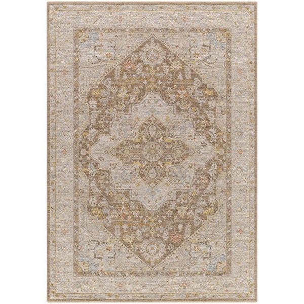 Livabliss Avant Garde Brown 7 ft. Round Traditional Bordered Polyester Area Rug