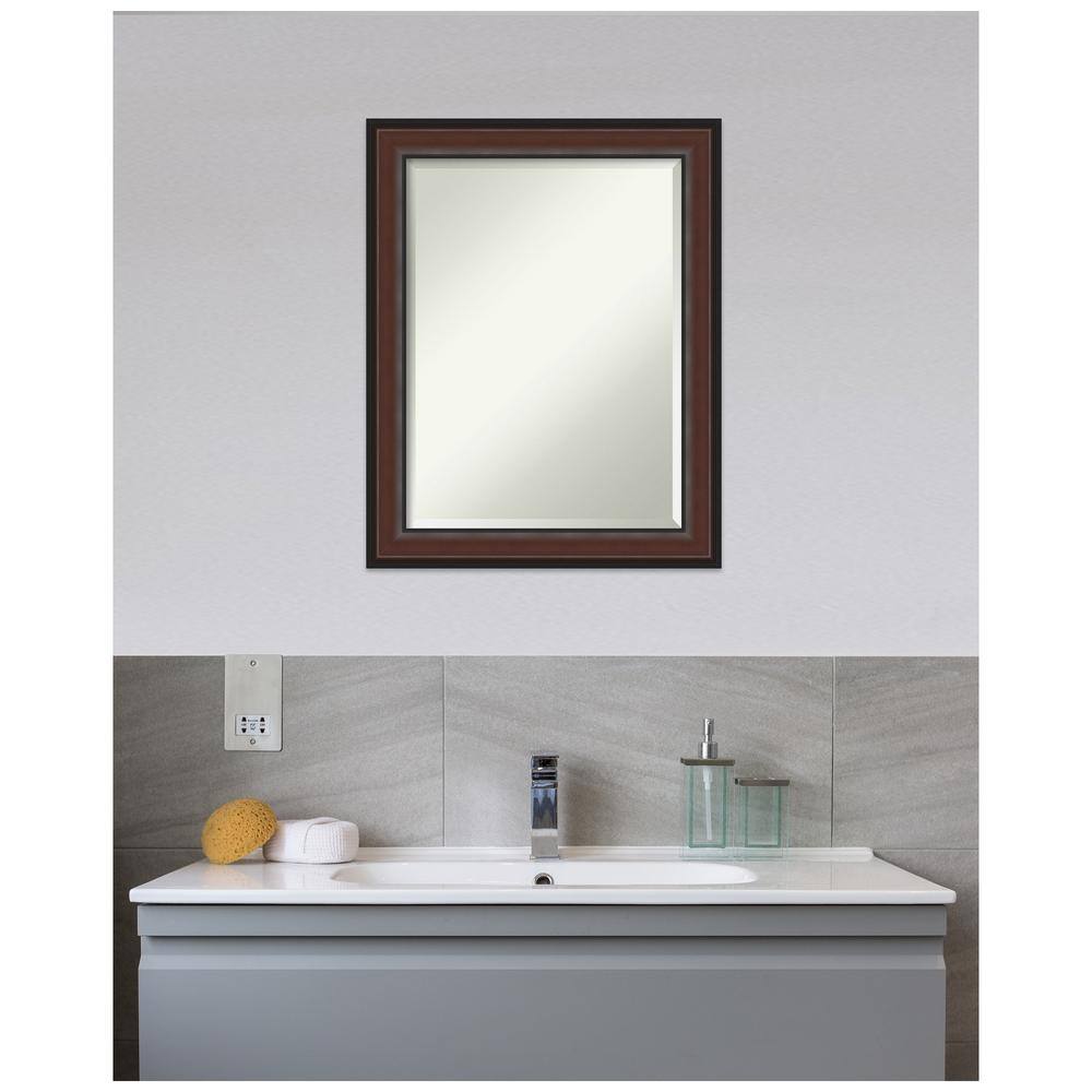 Walnut Rectangular Beveled Wall Mirror with Polystyrene Frame