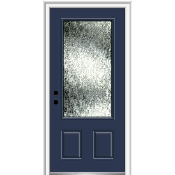 MMI Door 36 in. x 80 in. Right-Hand Inswing Rain Glass Naval Fiberglass Prehung Front Door on 6-9/16 in. Frame
