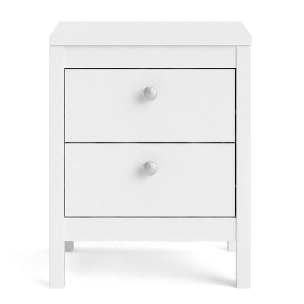 White 2-Drawer Modern Nightstand with Foil Finish