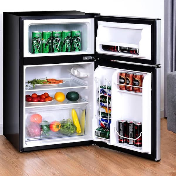 3.2 cu. ft. Retro Mini Fridge in Gray with Freezer& Reversible Door