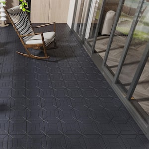 Dark Gray New Style DIY 1 ft. x 1 ft. All-Weather Plastic Outdoor Interlocking Deck Tiles, Garage Floor Tiles(44-Pack)