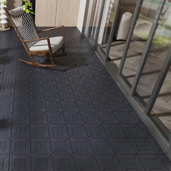 BTMWAY Dark Gray New Style DIY 1 ft. x 1 ft. All-Weather Plastic Outdoor Interlocking Deck Tiles, Garage Floor Tiles(44-Pack)