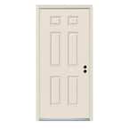 36 in. x 80 in. Left Hand Inswing 6-Panel Primed 20 Minute Fire Rated Steel Prehung Front Door with Brickmould