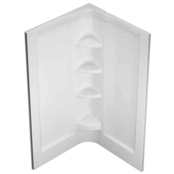 Peerless Cerise 36-1/4 in. x 36-1/4 in. x 78-1/2 in. 2-Piece Direct-to-Stud Shower Wall in White