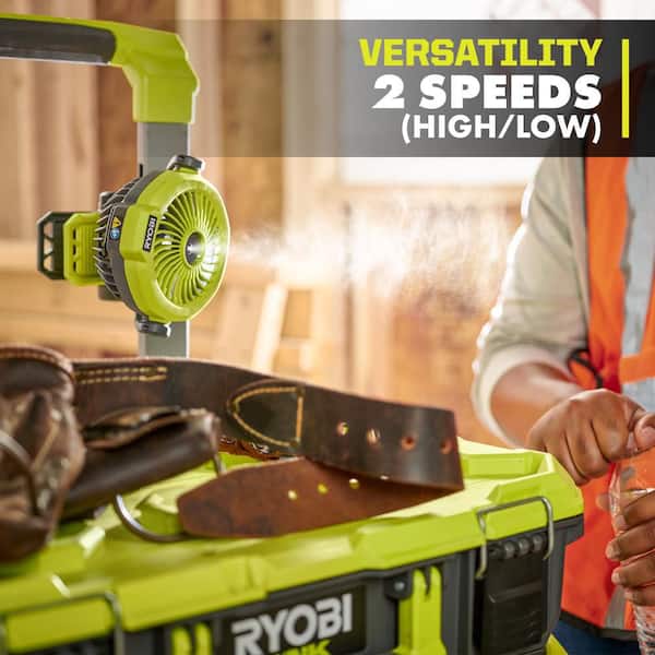 RYOBI USB Lithium Cordless Ultrasonic Misting Clamp Fan Kit with