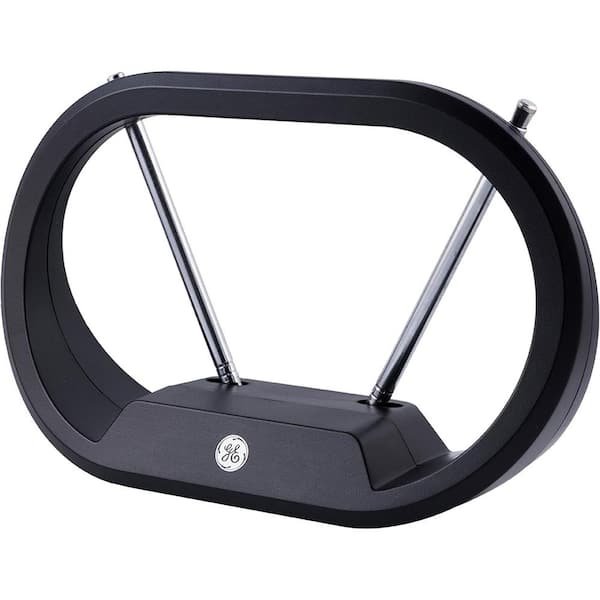 30 mile Reception Amplified UHF VHF 4K 1080p HD Digital Indoor TV Antenna Modern Loop Rabbit Ears 15 in. Dipoles, Black