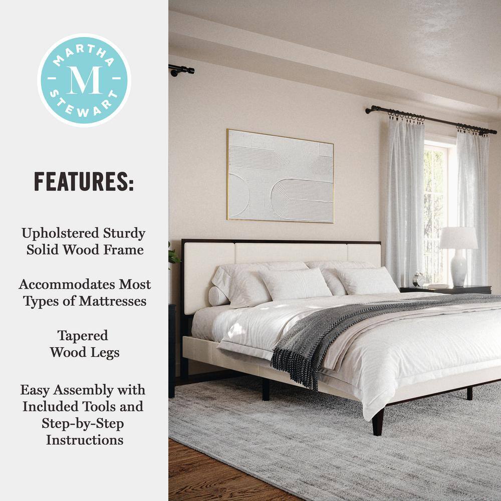 King Dark Brown Upholstered Wood Frame Platform Bed with Headboard