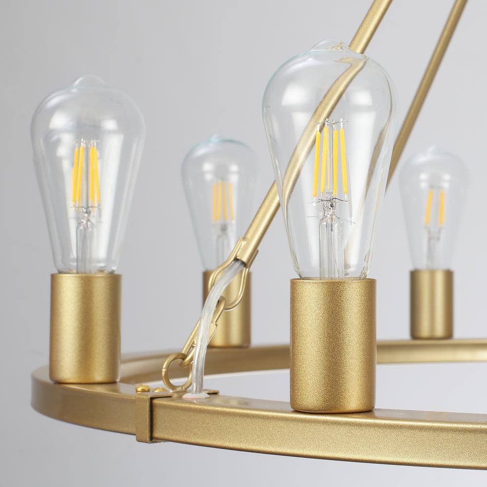 Spray Gold 12-Light Candle Style Wagon Wheel Chandelier