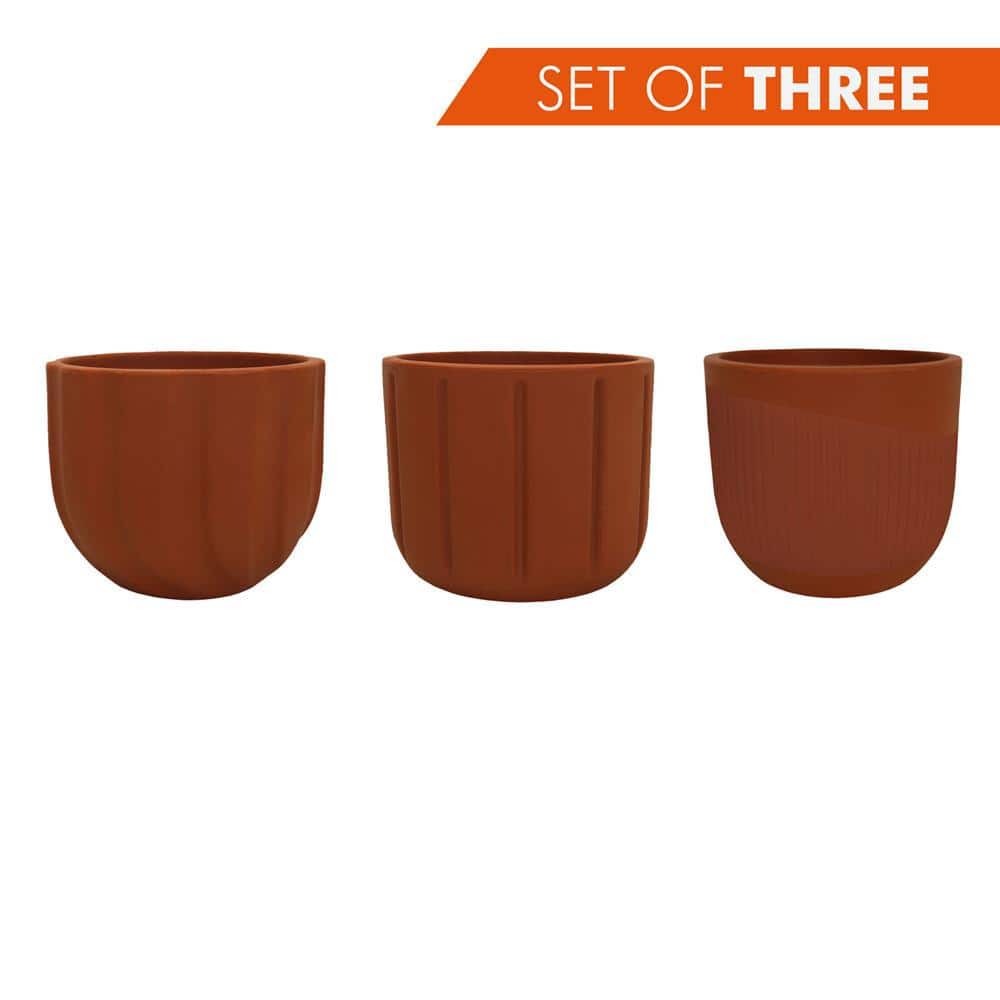 Terracotta Polyethylene Resin Egg-Shaped Decorative Pots Set