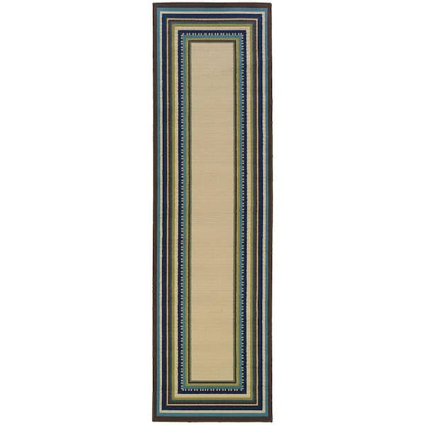 Pompano Beige 2 ft. x 8 ft. Indoor/Outdoor Patio Runner Rug