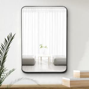 Black 32 in. W x 22 in. H Rectangle Alloy Aluminium Frame Modern Wall Mirror