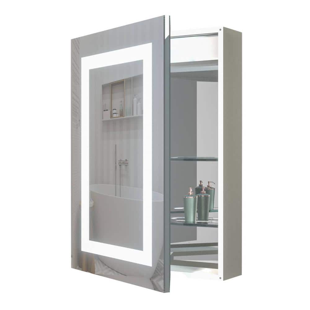 20 in. W x 28 in. H Silver Rectangle Aluminum Recessed or Surface Mount Med