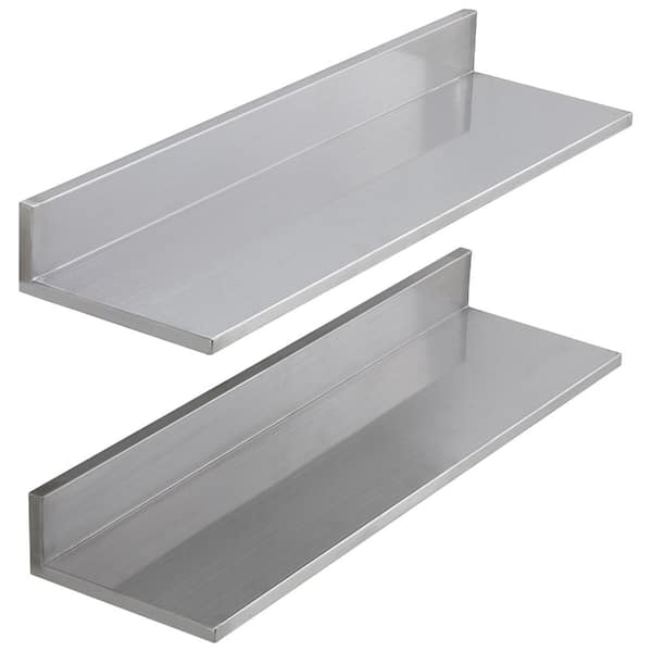 Wall-Mount Stainless Steel Shelf 8.6" x 30" w/ Backsplash, 44 lb Capacity, Commercial Kitchen Shelf