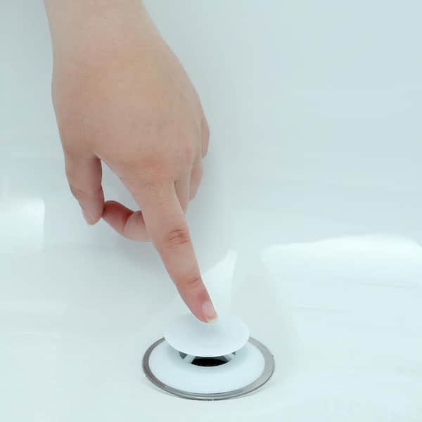 Recyclable Snug Plug Drain Stopper in White by SlipX Solutions 1.5" Drain Hole 