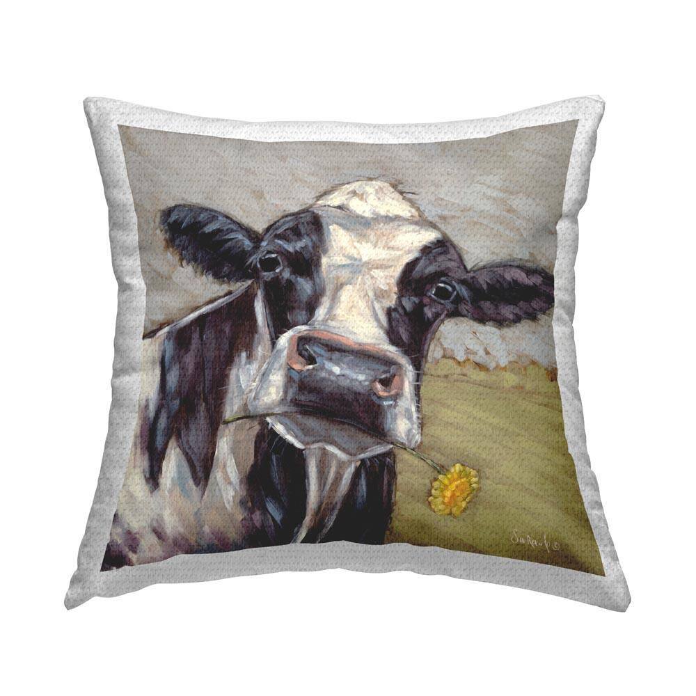 Farmhouse Cow & Daisy Outdoor Printed Throw Pillow by Sara G. Designs price history on PriceWatchPro