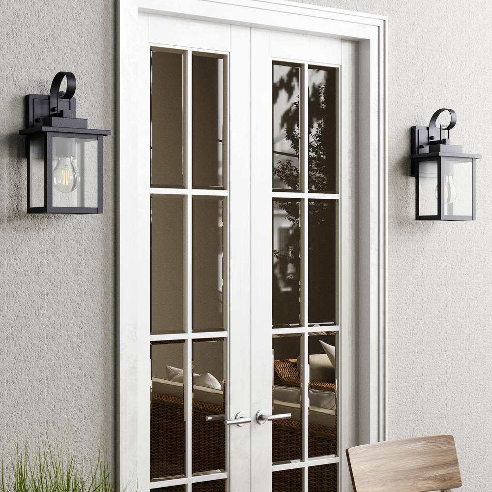 Matte Black Dimmable Outdoor Wall Sconce with Clear Glass