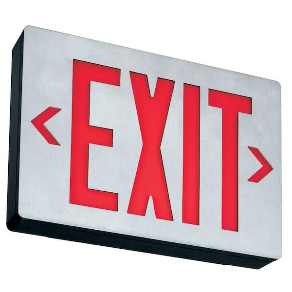 Lithonia Lighting Single Face with Extra Faceplate Conversion to Double Face Die-Cast Aluminum LED Emergency Exit Sign Red