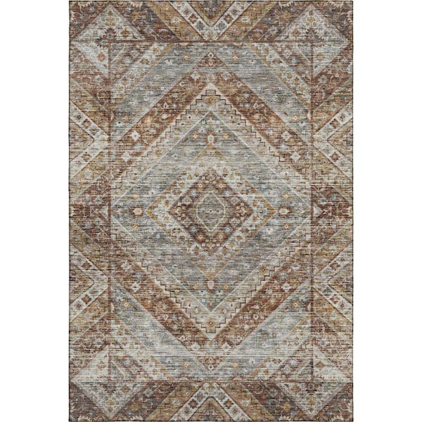 Mayfield Premium Machine Washable Abstract AMF2195 Paprika 10 ft. x 14 ft. Area Rug