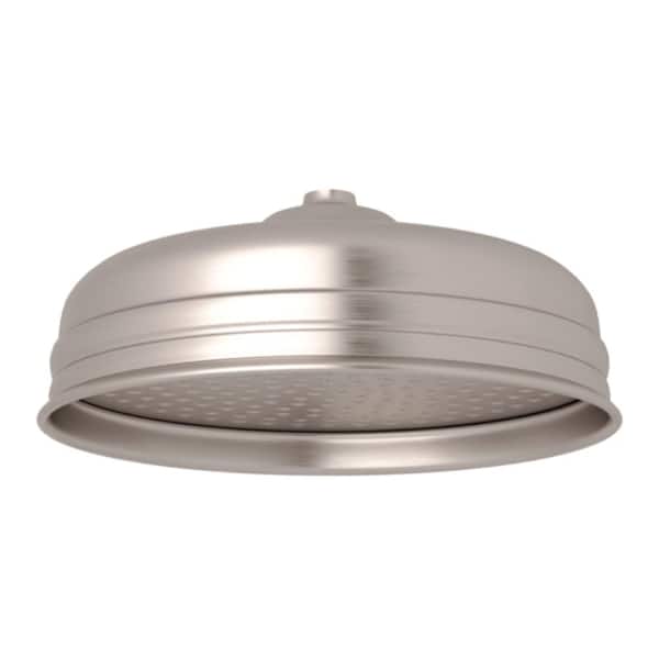 1-Spray 12 in. Single Wall Mount Fixed Rain Shower Head in Satin Nickel