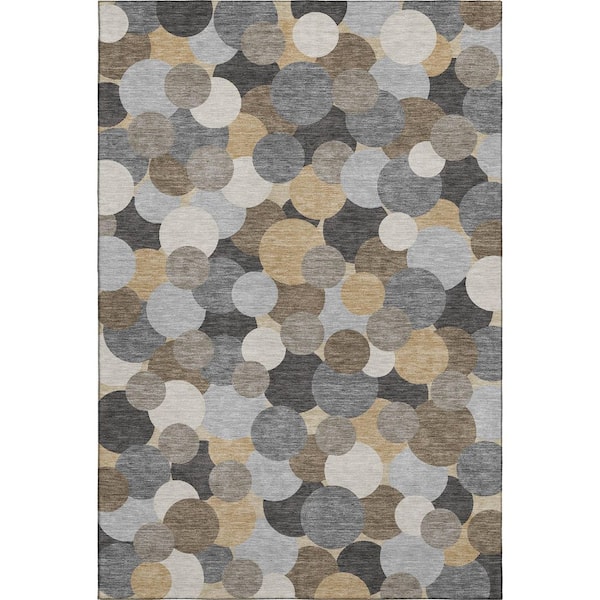 Mayfield Premium Machine Washable Abstract AMF2450 Gray 5 ft. x 7 ft. 6 in. Area Rug