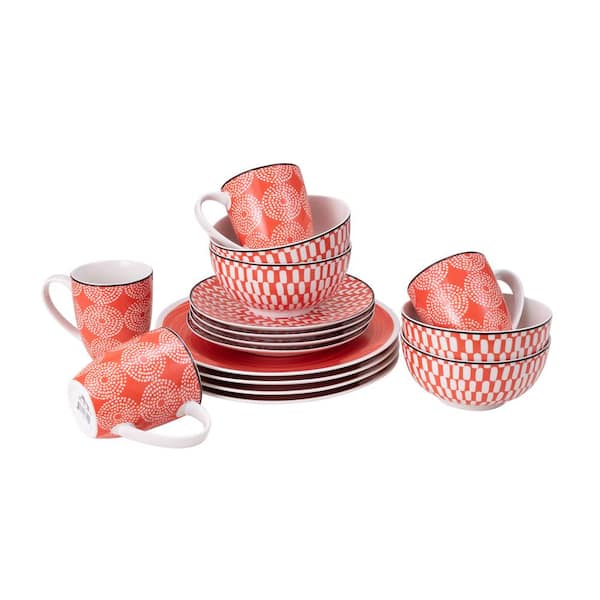 Simpatico 16-Piece Orange Stoneware Dinnerware Set (Service for 4)