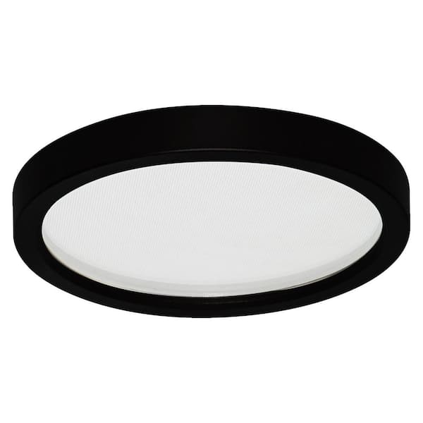 AMAX LIGHTING Round Slim Disk 7 in. Black Round Fixture 3000K Warm White New Construction Recessed Integrated Led Trim Kit