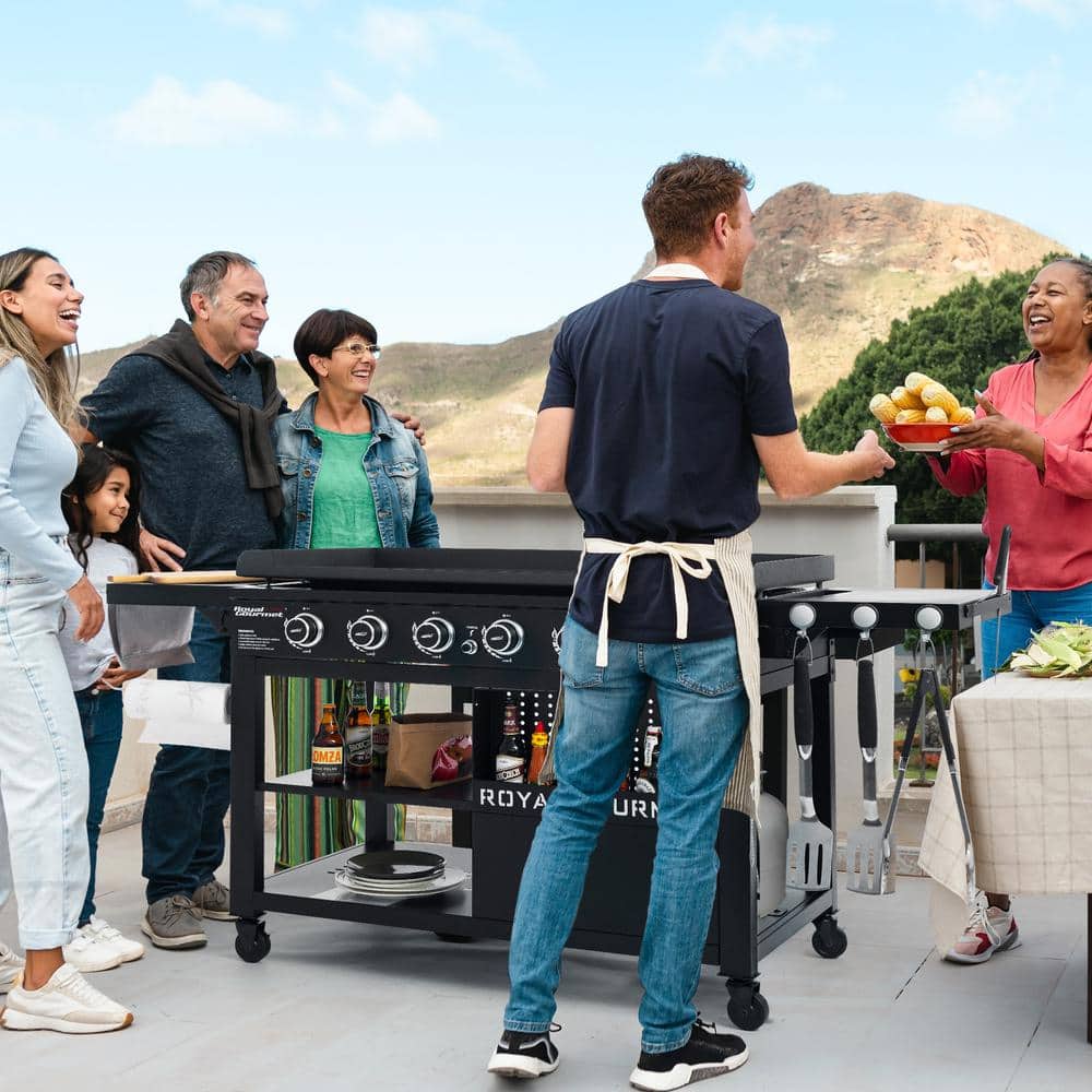 Royal Gourmet 44-Inch Black Stainless Steel 6-Burner Propane Gas Grill Griddle