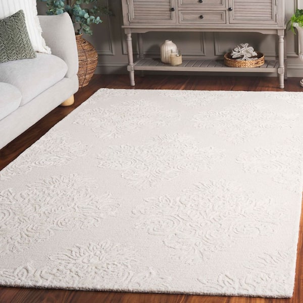 Glamour 8 ft. x 10 ft. Ivory Floral Diamond Area Rug