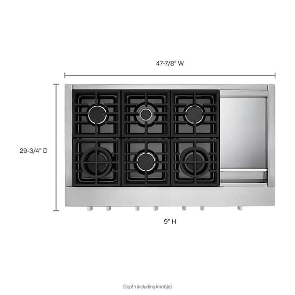 KitchenAid - KGCU483VSS - 48-Inch 6 Burner with Griddle, Gas Rangetop,  Commercial-Style-KGCU483VSS