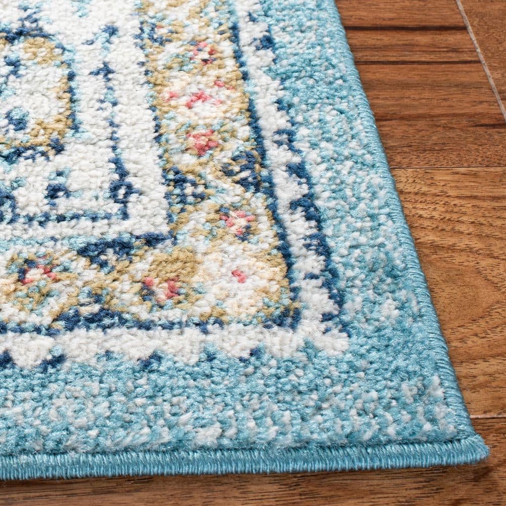 Blue Synthetic 8' x 10' Stain-Resistant Rectangular Area Rug