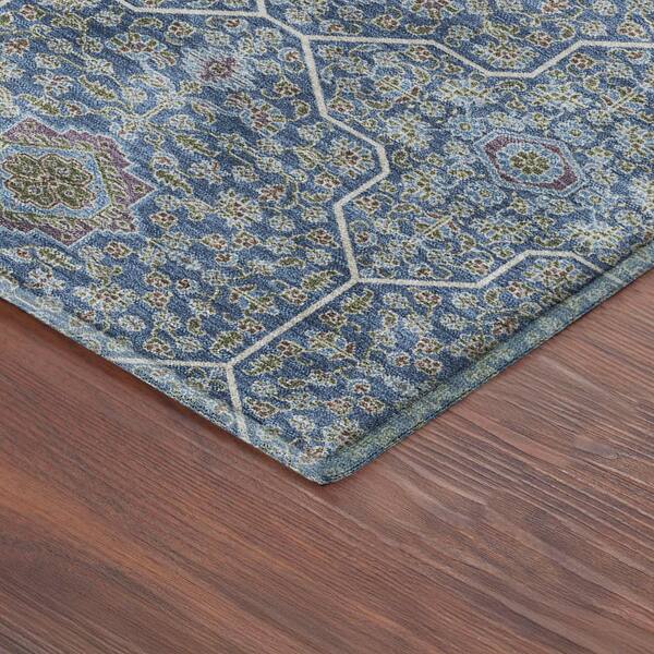 Mayfield Premium Machine Washable Abstract AMF2409 Navy 10 ft. x 14 ft. Area Rug