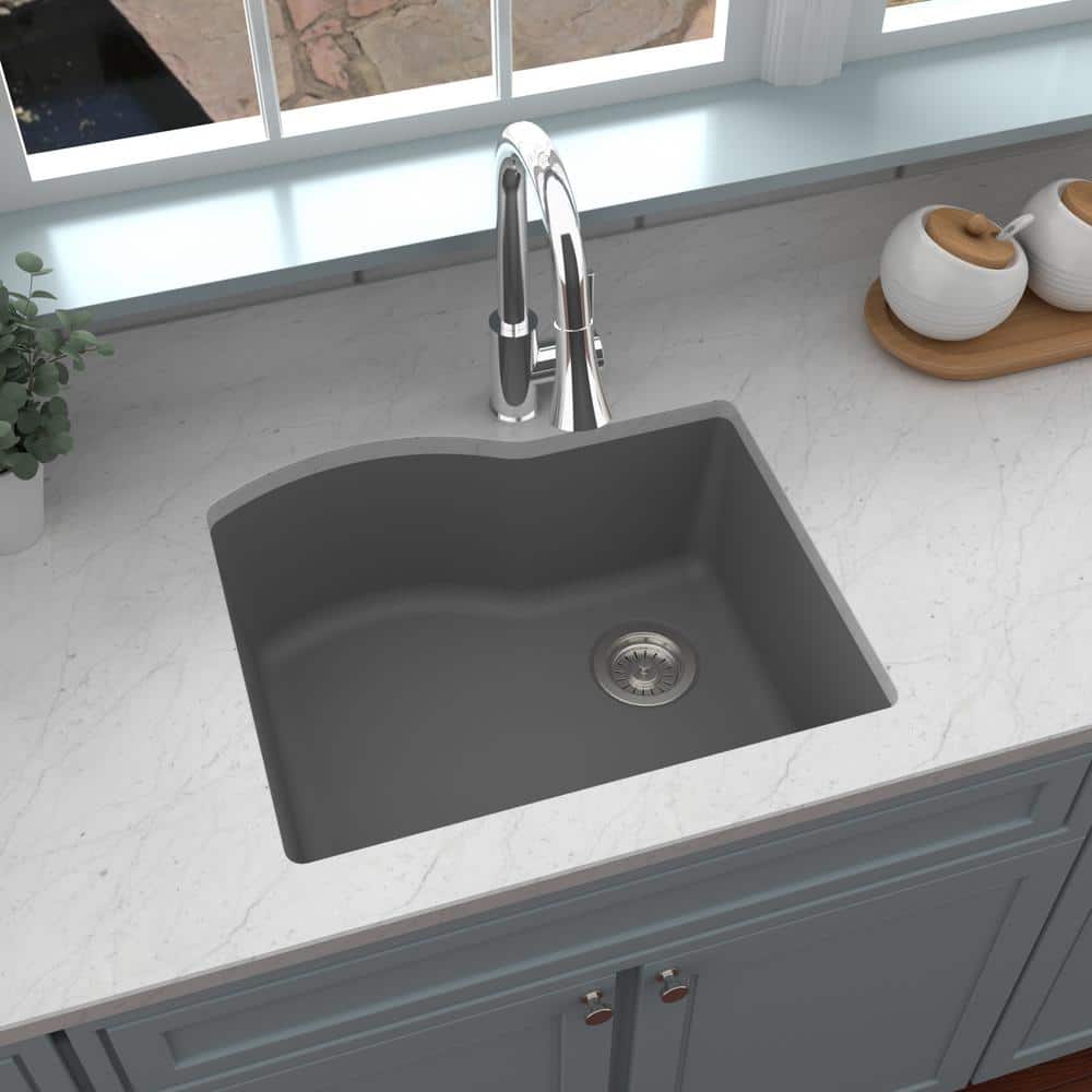 Karran Undermount Quartz Composite 24 in. Single Bowl Kitchen Sink in Grey  QU-671-GR - The Home Depot