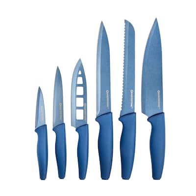 6-Piece Stainless Steel Nutri Blade High-Grade Knife Set in Classic Blue