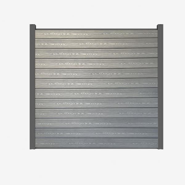 LH EP Complete Kit 6 ft. x 6 ft. Embossed Gray WPC Composite Fence Panel with Pronged Holders and Post Kits (1-set)