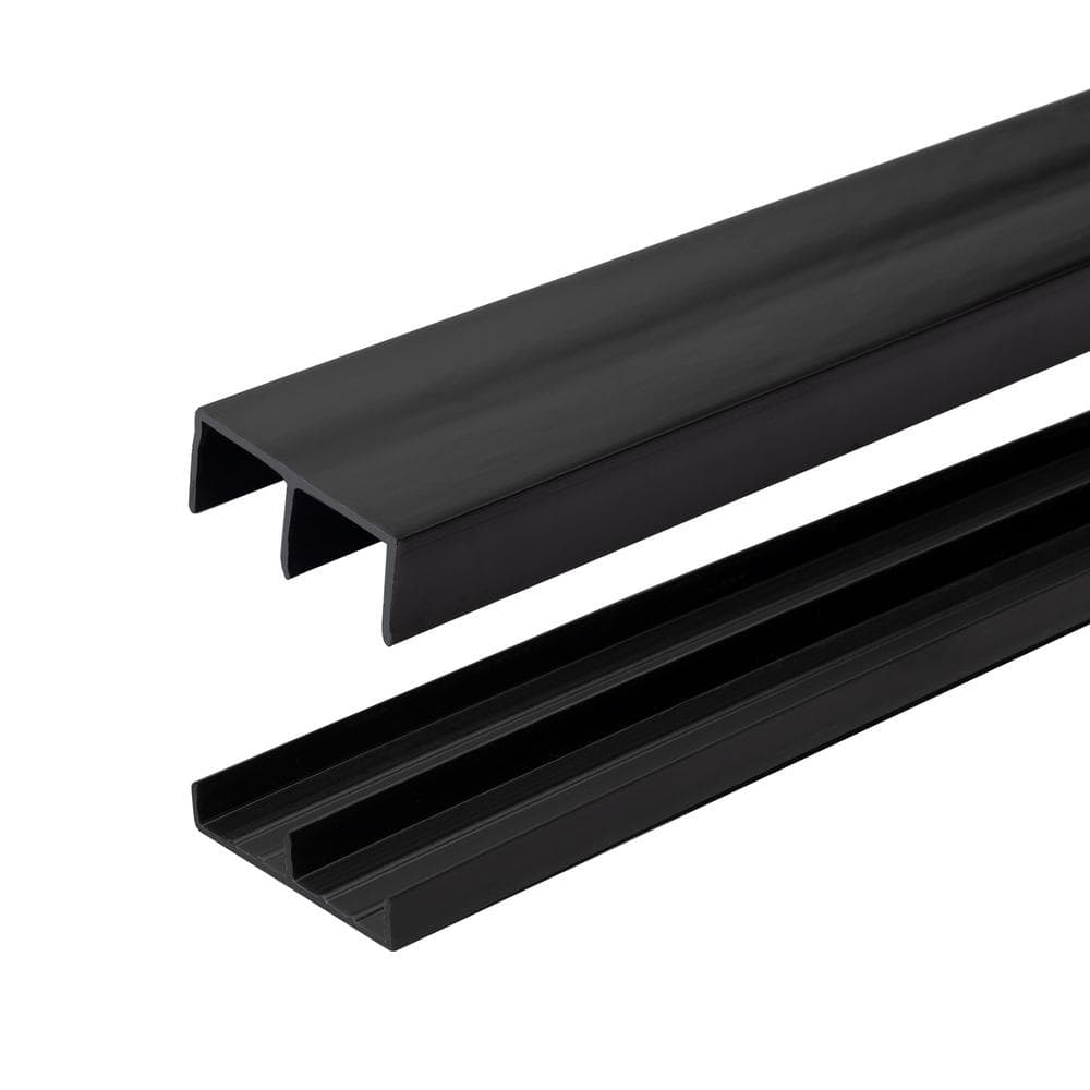 3/4 in. D x 1-13/16 in. W x 48 in. L Black Styrene Plastic Sliding Bypass T