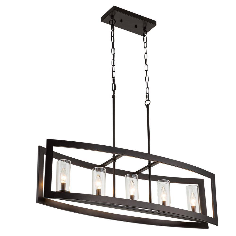 Oil Rubbed Bronze 5-Light Industrial Cage Pendant